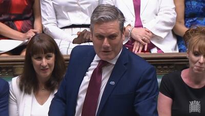 Labour leader Keir Starmer at Wednesday's Prime Minister's Questions, where he accused Boris Johnson of secretly wanting the strikes to go ahead. PA