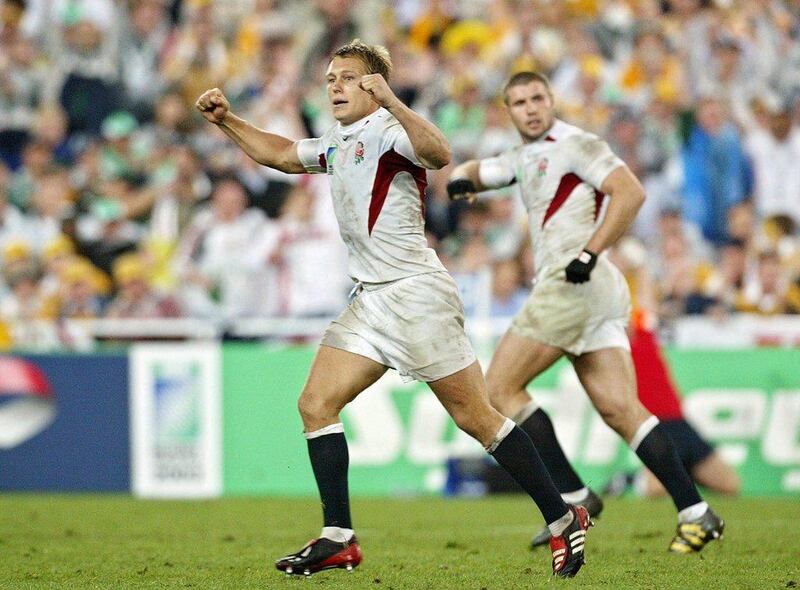 Jonny Wilkinson shown after his winning drop goal at the 2003 Rugby World Cup. He announced his retirement at the end of Toulon's season on Monday May 19, 2014. Greg Wood / AFP