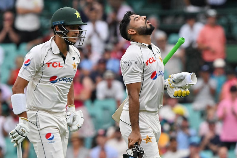 Aamer Jamal, right, led a great fightback as Pakistan posted 313 on the opening day of the third Test against Australia in Sydney on Wednesday, January 3, 2024. AFP