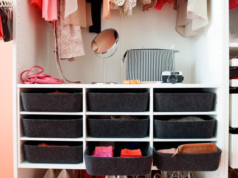 Use storage spaces to keep non-essential items hidden. Courtesy Ikea