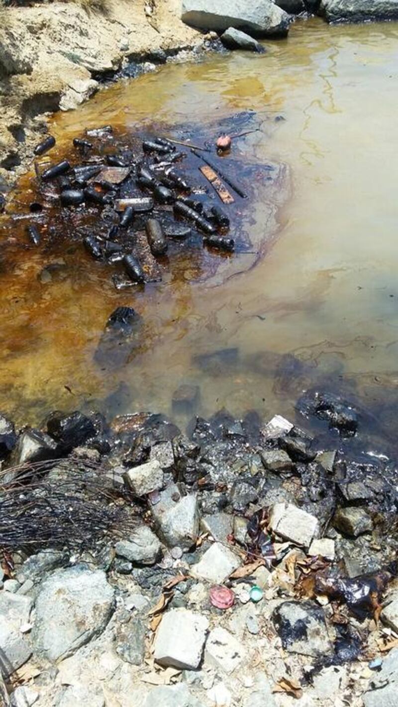 A kilometre-long spill hit Kalba shores on Friday. Courtesy Kalba Fisherman Association