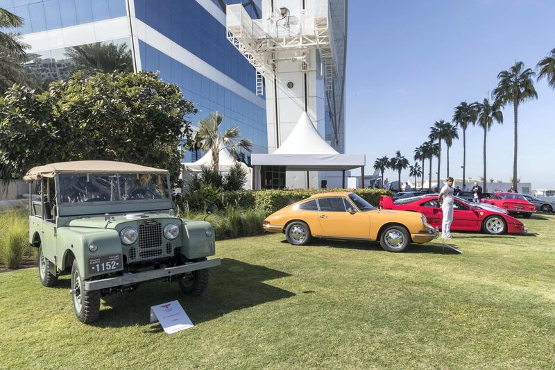 DUBAI, UNITED ARAB EMIRATES. 07 DECEMBER 2017. Cars on display at the Gulf Concours event at the Burj Al Arab. 1952 Land Rover Series 1. (Photo: Antonie Robertson/The National) Journalist: Adam Workman. Section: Motoring.
