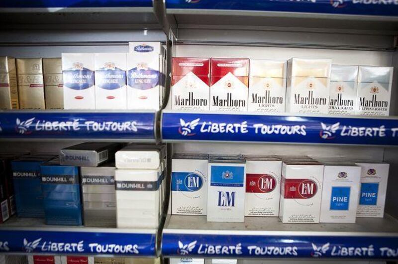 Tobacco sits on a shelf inside a shop on Airport Road.