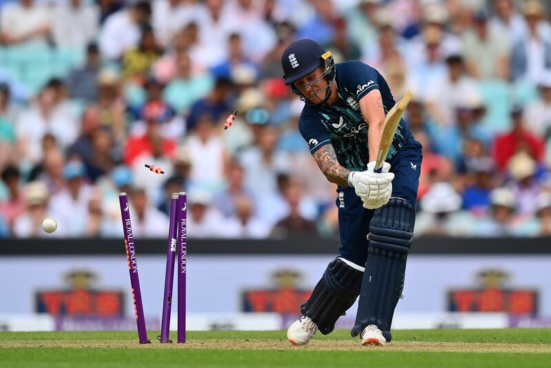 England's Brydon Carse is bowled by Jasprit Bumrah for 15. Getty