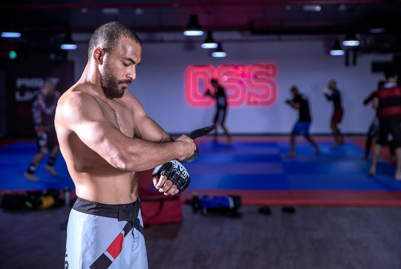 Abu Dhabi, United Arab Emirates, June 23, 2020.   
SUBJECT NAME/ MATCH/ COMPETITION: Interview with Emirati MMA fighter Yousef Al Housani. Yousef made a winning debut at the Warriors 11 and only the second Emirati to fight professionally.
Victor Besa  / The National
Section:  SP
Reporter:  Amith Passela