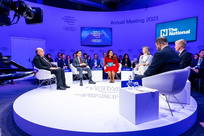 Officials and delegates take part in the Middle East: Meeting Point or Battleground? session. Photo: WEF