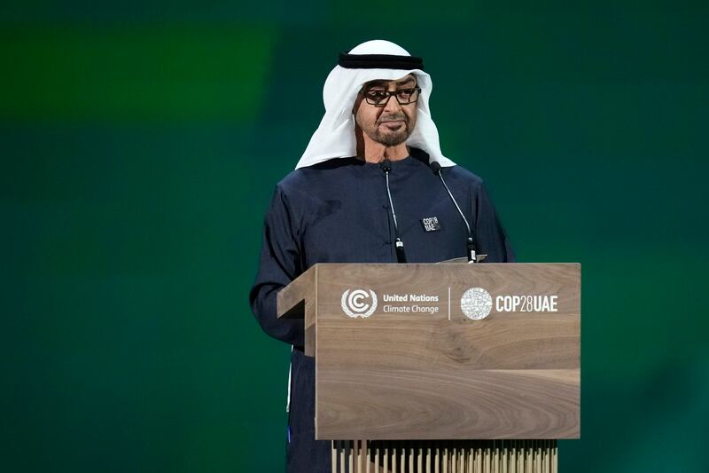 President Sheikh Mohammed made the announcement at the Cop28 opening ceremony. AP