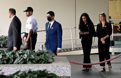 The family of Palestinian-American journalist Shireen Abu Akleh leave the State Department in Washington after meeting US Secretary of State Antony Blinken. AFP