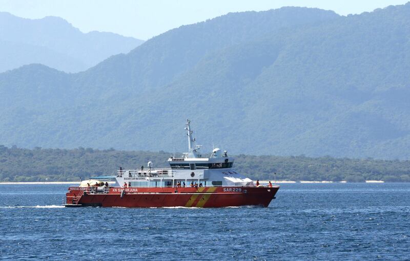 A National Search and Rescue Agency rescue ship sails to join the search for submarine KRI Nanggala. AP Photo