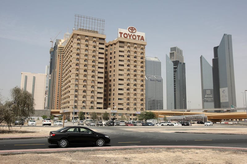 DUBAI , UNITED ARAB EMIRATES Ð MAY 9 : Outside view of the Toyota building near the Defense roundabout on Sheikh Zayed road in Dubai. ( Pawan Singh / The National ) For Summer series modern icons. Story by Martin.
