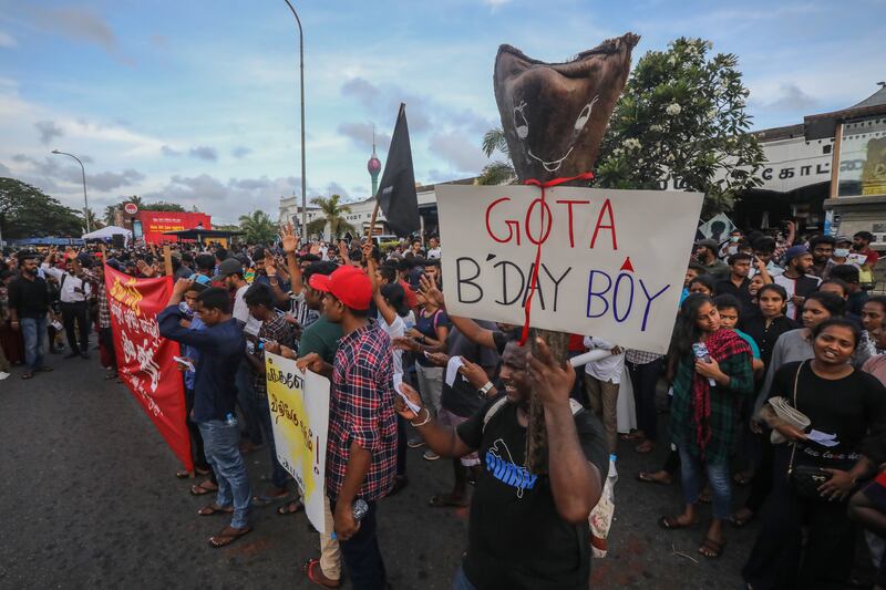 University students in Sri Lanka's capital Colombo attend a protest calling for the resignation of President Gotabaya Rajapaksa over his alleged failure to address the economic crisis in the country. Protests have been rocking the country for more than two months as Sri Lanka faces its worst-ever economic crisis due to the lack of foreign reserves, resulting in severe shortages in food, fuel, medicine, and imported goods. EPA 