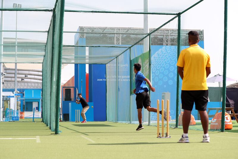 Big bash cricket nets at Expo 2020 Dubai's Sports, Fitness and Wellbeing Hub.