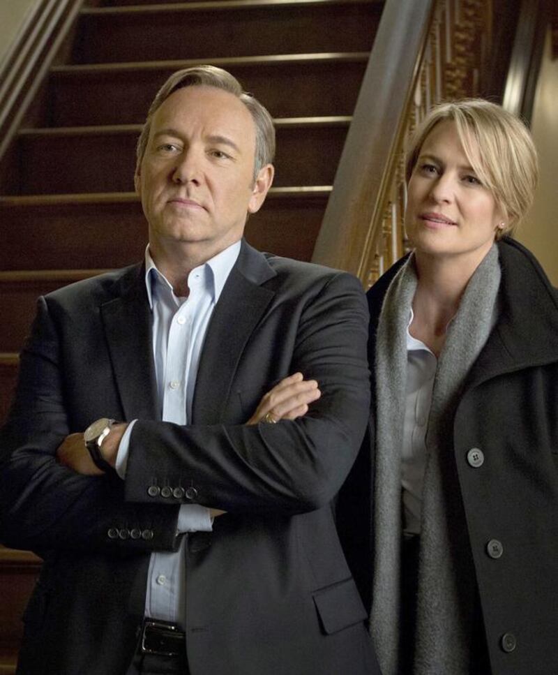 Kevin Spacey and Robin Wright  in the Netflix original House of Cards. The online broadcaster appears to be laying the groundwork for a possible entry into the UAE. Melinda Sue Gordon / Netflix via Bloomberg 