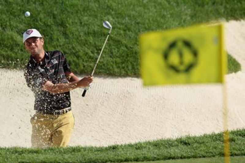 DUBLIN, OH - JUNE 03: Spencer Levin plays a bunker shot on the 16th hole during the final round of the Memorial Tournament presented by Nationwide Insurance at Muirfield Village Golf Club on June 3, 2012 in Dublin, Ohio.   Scott Halleran/Getty Images/AFP== FOR NEWSPAPERS, INTERNET, TELCOS & TELEVISION USE ONLY ==

