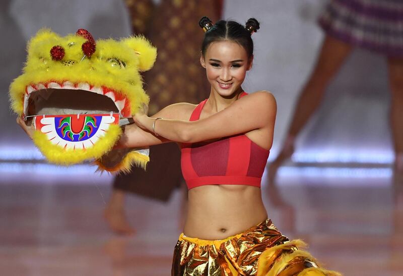 Miss Hong Kong Lila Lam performs during the final of Miss World.  EPA