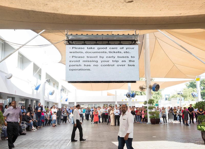 DUBAI, UNITED ARAB EMIRATES -An instructions after a mass given to the parishioners at St. Mary's Catholic Church, Oud Mehta.  Leslie Pableo for The National for Anam Rizvi's story