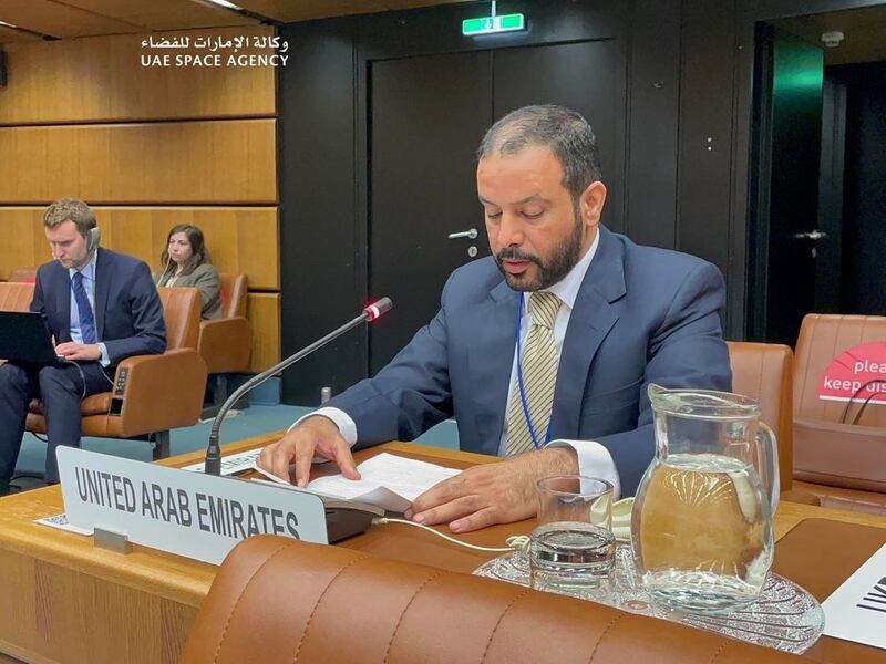 Salem Al Qubaisi, Director General of the UAE Space Agency, addressed the Committee on the Peaceful Uses of Outer Space on behalf of the UAE, during the meeting in Vienna.