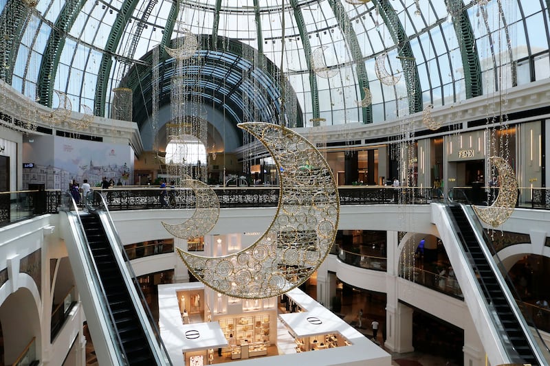 Ramadan decorations at Mall of the Emirates in Dubai. Malls are a popular meeting place during holidays and religious festivals.  Pawan Singh / The National 
