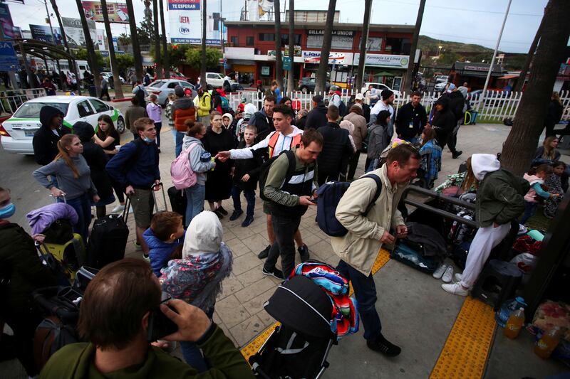 Ukrainians fleeing war arrive to Mexico to cross into the US. Reuters