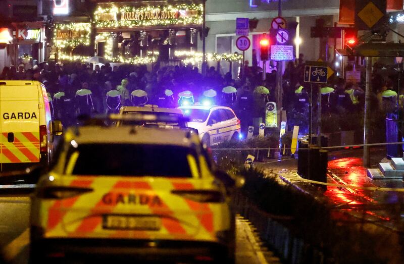Police arrive at the scene of the stabbings. Reuters