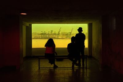 Vartan Atakian’s 'Short Wave, Long Wave', a 2010 film about the Beirut port, which was presented in an underground parking space. Courtesy of Marfa Projects