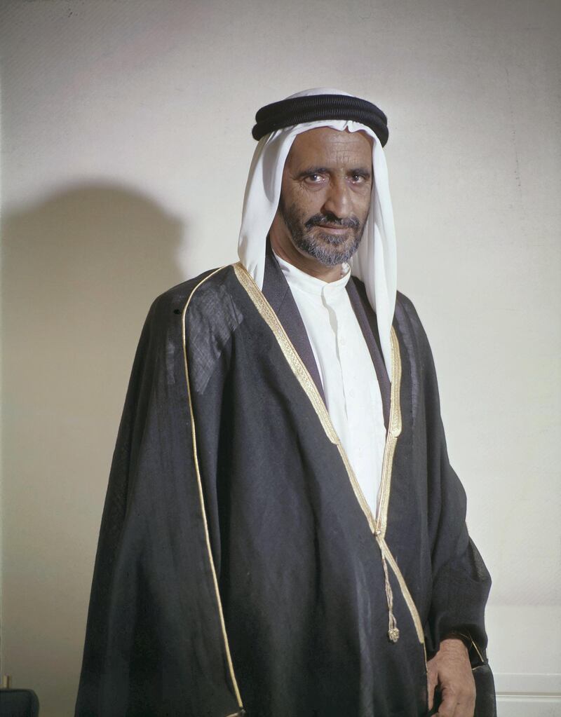 A portrait of Ruler of Dubai Sheikh Rashid from around the time. National Portrait Gallery via Dubai Media Office