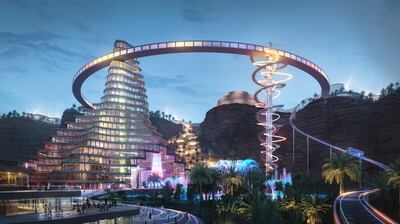 A rendering of Qiddiya City. The planned entertainment development located on the outskirts of Riyadh will be home to the kingdom's first theme park. Photo: Saudi Tourism