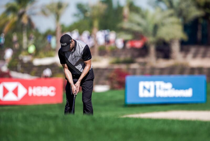 Abu Dhabi, United Arab Emirates, January 18, 2020.  2020 Abu Dhabi HSBC Championship.  Round 3.
Martin Kaymer in action on the sixth hole.
Victor Besa / The National
Section:  SP
Reporter:  Paul Radley and John McAuley