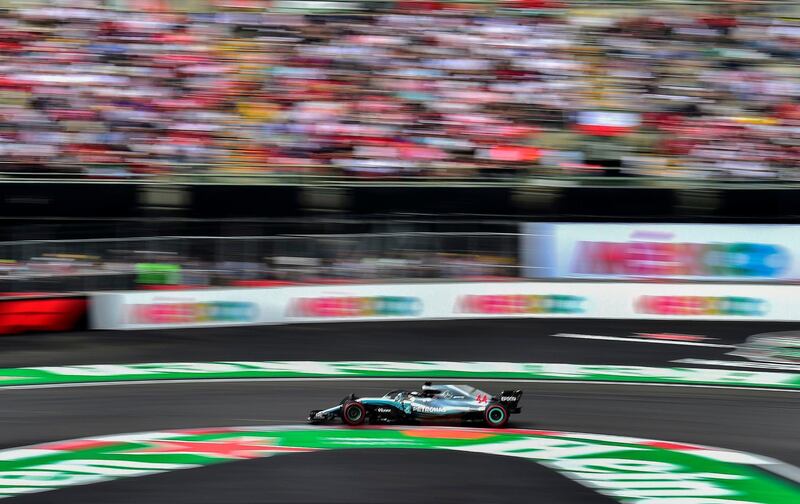 Lewis Hamilton powers his car through a corner. AFP