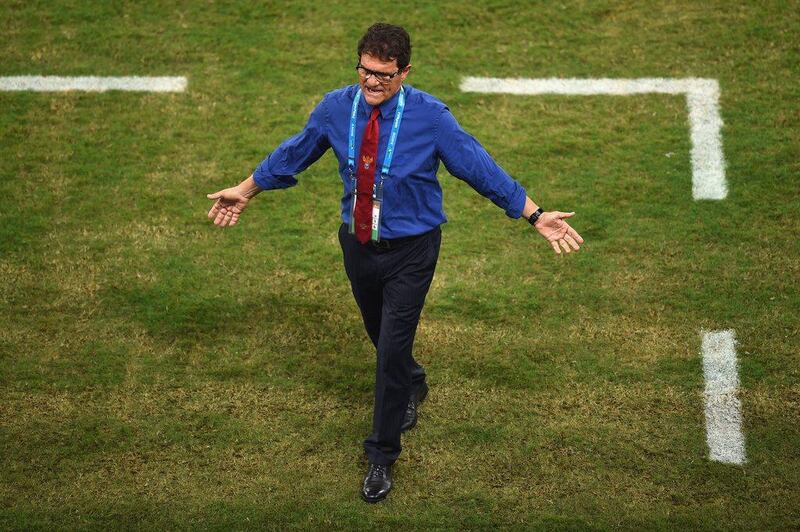Russia coach Fabio Capello reacts during his side's 1-1 draw with South Korea on Tuesday in 2014 World Cup Group H play. Christopher Lee / Getty Images