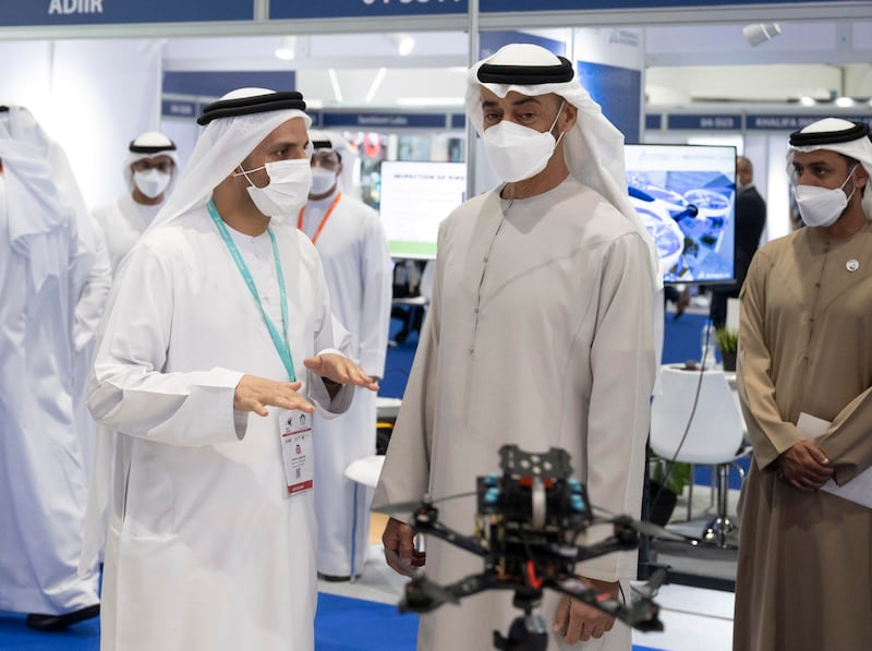Sheikh Mohamed bin Zayed, Crown Prince of Abu Dhabi and Deputy Supreme Commander of the Armed Forces, visits the Umex and SimTEX exhibitions.