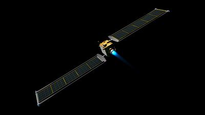 An artist's impression of the 'Dart' spacecraft with its 'roll out solar arrays' extended. Nasa