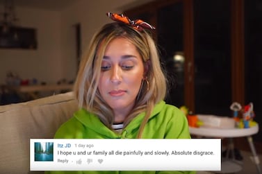 Dina shared some of the shocking hate she has received with her followers. YouTube