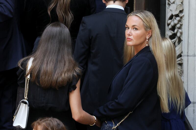 Vanessa Trump, former wife of Donald Trump Jr, arrives at the funeral. Reuters