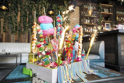 A dish featuring lollipops, candy floss, popping candy and popcorn from Lock, Stock & Barrel's new brunch. Courtesy of Lock, Stock & Barrel