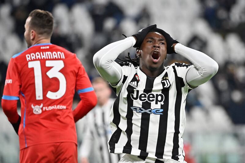 Moise Kean of Juventus reacts after a missed chance in the 1-1 draw against Napoli. Getty Images