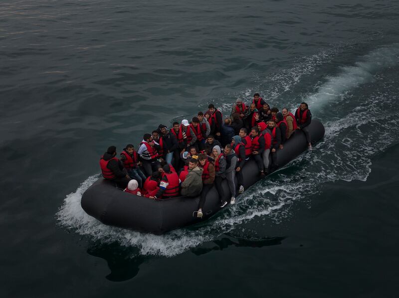 A boat carrying about 50 migrants crossing the English Channel, from France to the UK. Getty Images