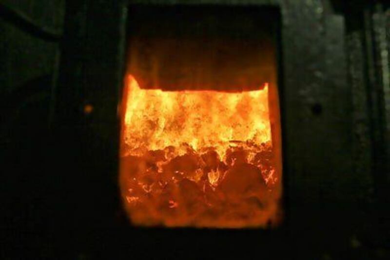 Garbage is burned in a furnace at a waste-to-energy operation in Pompano Beach, Florida. Daniel Acker / Bloomberg News