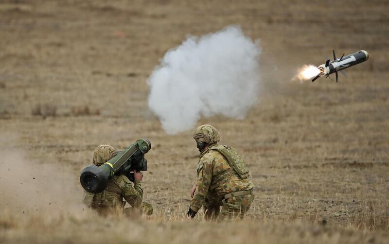 Australian Army soldiers fire a Javelin anti-tank missile during Exercise Chong Ju at the Puckapunyal Military Area in Seymour, Australia. Getty Images