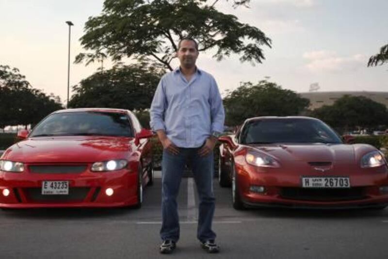 December 11, 2011, Dubai, UAE:
Maraat Ali Khan with his Chevrolet Lumina SS Coupe on the left and his Corvette (2008) on the right.  He added an new exhaust system, headers (to make the car go faster) and performance breaks to the Lumina.

Lee Hoagland/The National