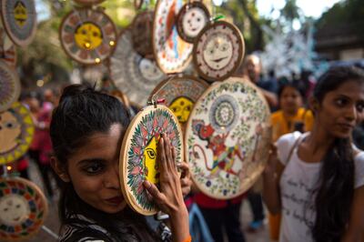 MUMBAI, INDIA - FEBRUARY 10: People enjoy Installations at Kala Ghoda Art Festival 2018, on February 10, 2018 in Mumbai, India. (Photo by Satish Bate/Hindustan Times via Getty Images)