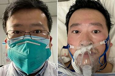 This combination of file pictures shows undated photos obtained on February 7, 2020 of Chinese coronavirus whistleblowing doctor Li Wenliang whose death was confirmed on February 7 at the Wuhan Central Hospital in Wuhan, China's central Hubei province. .AFP PHOTO