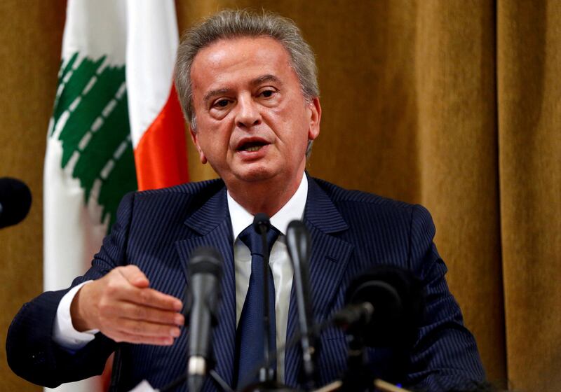 Riad Salameh at a news conference in Beirut, in 2019.  Reuters