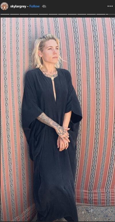 Skylar Grey tries on an abaya as she explores Abu Dhabi ahead of her performance at the Eminem concert on Yas Island tonight. Courtesy instagram.com/skylargrey