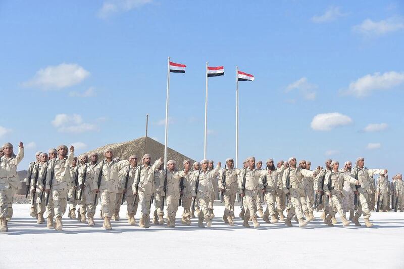 President Abdrabu Mansur Hadi attends the graduation more than a thousand Yemeni soldiers trained by the UAE Armed Forces.