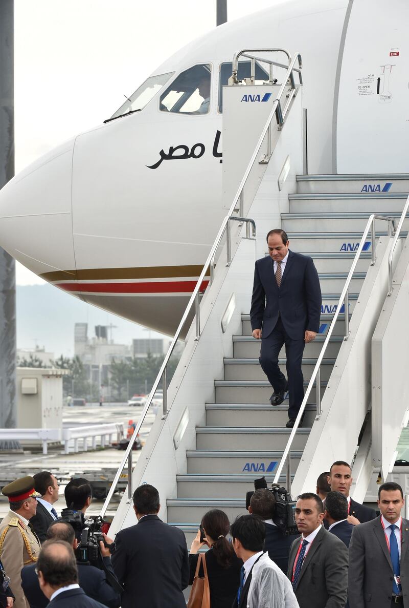 Egypt's President Abdel Fattah El Sisi arrives. AFP