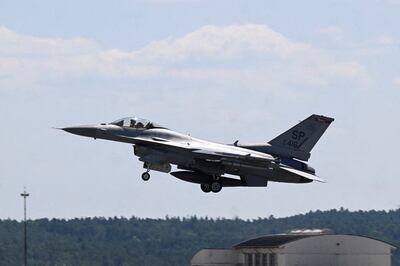 An F-16 fighter jet takes off during a Nato military exercise in Spangdahlem, Germany last month. Reuters