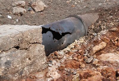 A damaged water pipe at the Al Arshani water station after it was hit by a Russian airstrike. AFP