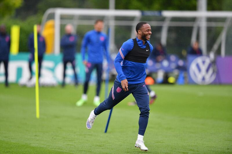 England's forward Raheem Sterling takes part in a training session. AFP