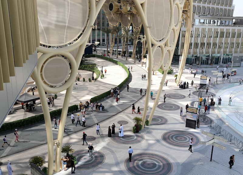 Visitors explore the Expo 2020 Dubai site. Chris Whiteoak / The National